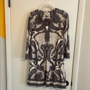 NWT Hale Bob Paisley Print Dress With Beaded Neckline